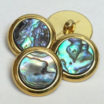 MAS-1555 - Gold Metal Button with Abalone 